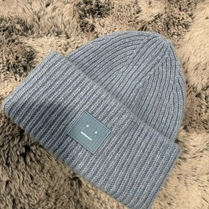 Acne Studios Blue Wool Ribbed Beanie